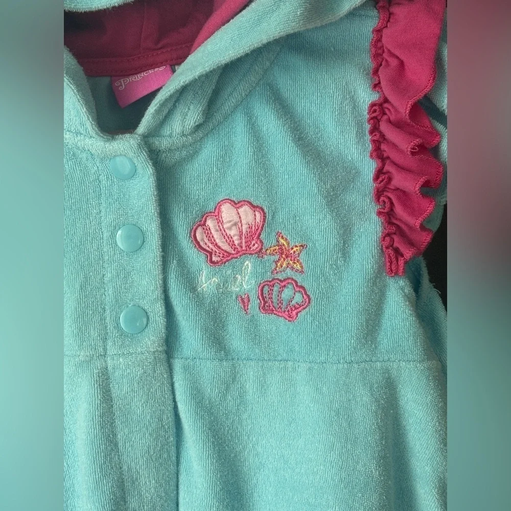 Y2K Disney ariel little mermaid coverup terry dress toddler appliqué embroidered